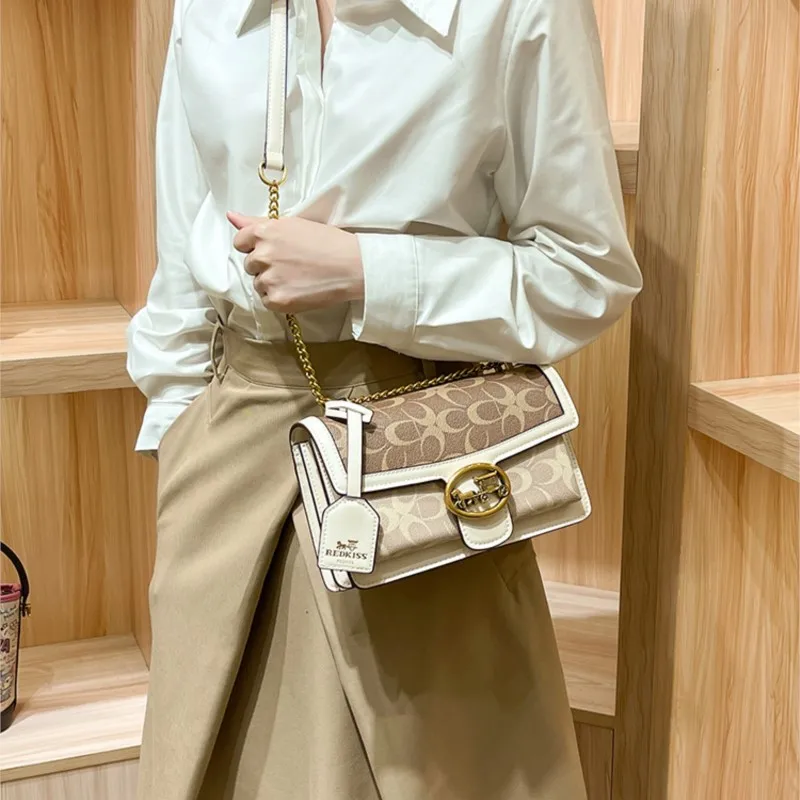 Light luxury women\'s bag 2024 new high-end color contrast single shoulder underarm bag designer fashionable crossbody small squa