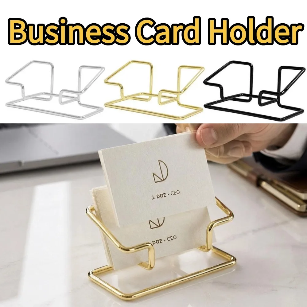 Business Card Holder Metal Desk Bracket Cards Organizer Office Desktop Decorative Modern Business Name Card Stand Display Rack