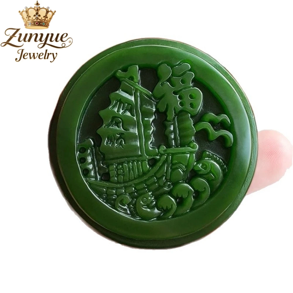 Natural Hetian Jasper All going smoothly Plain Sailing Jade Belts Buckle High-grade Fashion Jewelry Best Selling Holiday Gifts