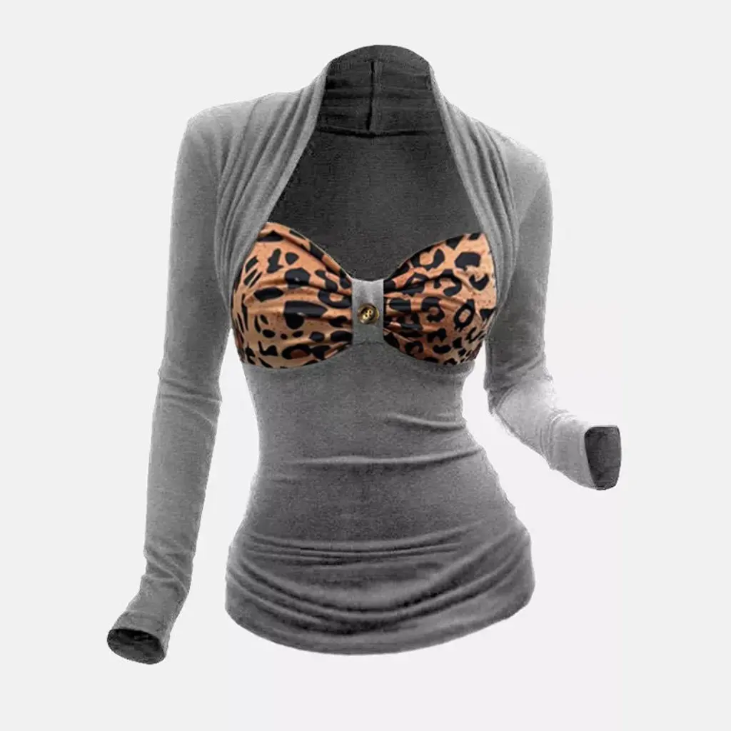 

Women's Sexy Leopard Print Long-Sleeved Top European And American Style New Fashion Trade