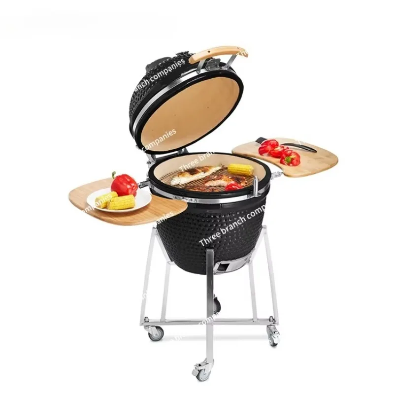

21 inch ceramic stove charcoal smoked barbecue grill, large iron eggs