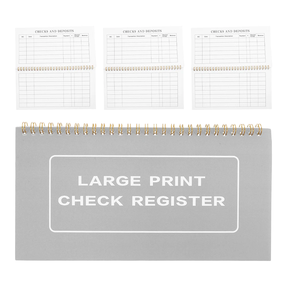 

4pcs Checkbook Register Large Print High Contrast Date Section Easy Read Portable Financial Home Travel Bank