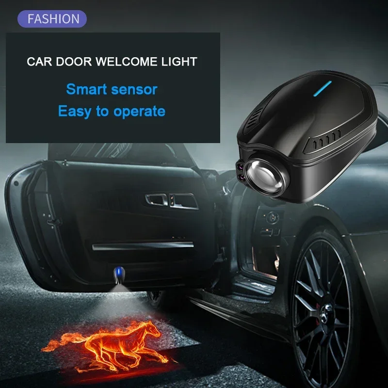 2pcs USB New Removable Rechargeable For Car Door HD LED Lamps Intelligent Infrared Sensing Projector Courtesy Welcome Lights