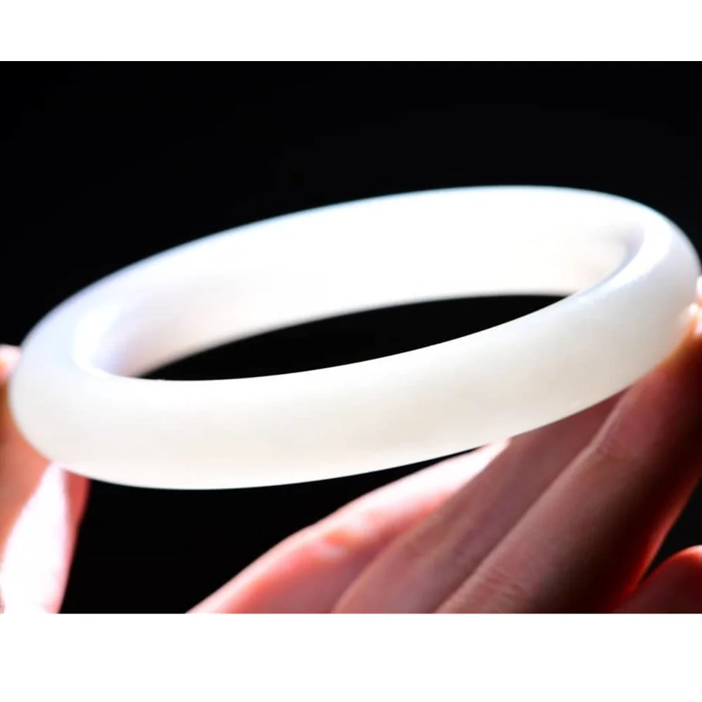 Hand Ring Authentic White Natural Golden Silk Jade Bangles Exquisite Quality Jewelry Accessory Gift Perfect Bracelet