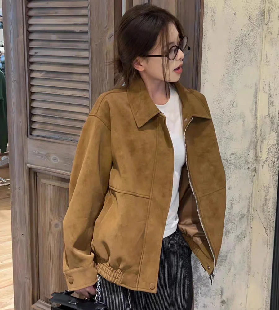 

Bomber Jackets Womens Jacket Inside Pockets Autumn Jacquard Embroidered V-Neckcollar Artistic French Style Clubwear Modern Daisy