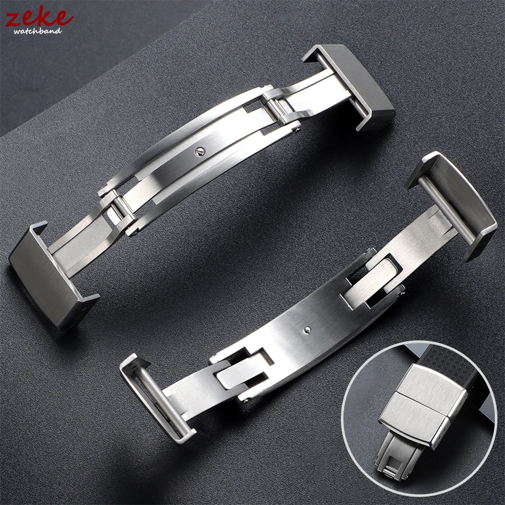 16 mm 18 mm 20 mm Edelstahl-Uhrenschnalle, Doppelklick-Schmetterlings-Uhrenverschluss, Ersatz-Faltschließe für Gummi-Uhrenarmband