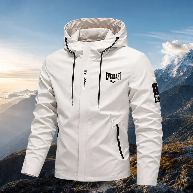 2026 New Men Thin Hooded Hiking Jacket, Solid Breathable Wear-resistant Outdoor Daily Casual Coat