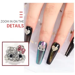 Olá Kitty Metal Nail Charms, Pedrinhas Gems Jóias, Crystal Strass Bead, Liga Gem Manicure, 10pcs