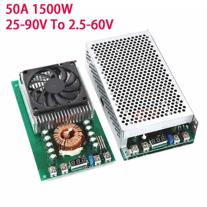 50A 1500W 25-90V To 2.5-60V Step-Down Power Module Adjustable Regulated Voltage Power Supply Buck Converter