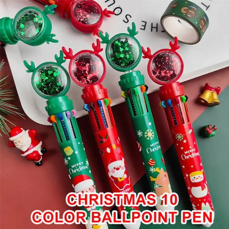 Ballpoint Pens Cute School Supplies 10 Colors Creativity Christmas Stationery Colored Pens Xmas Children Gifts Christmas Pendant