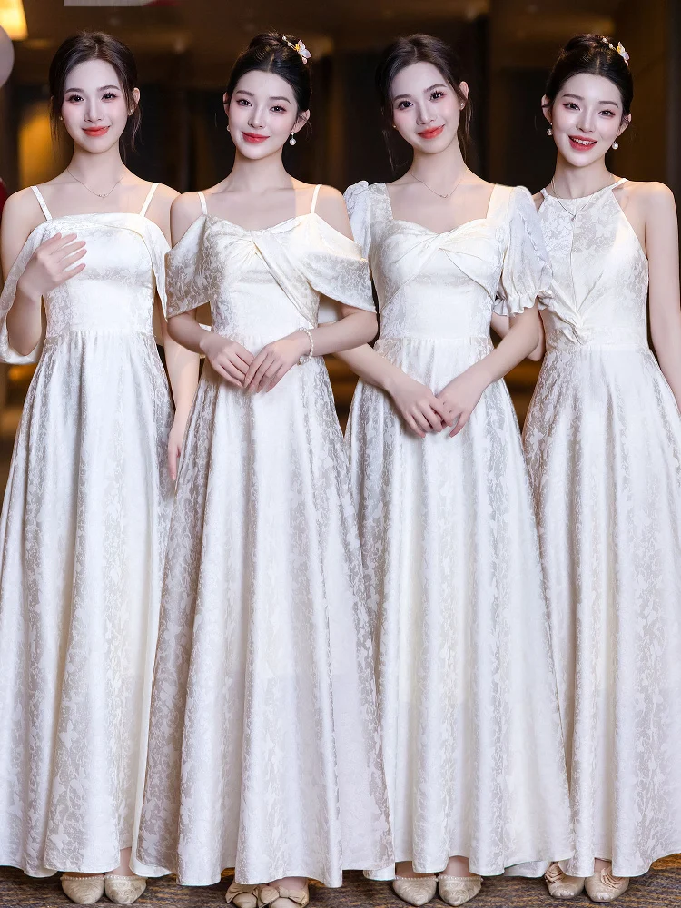 

Champagne Color Maids Dr Gown 2026 New Autumn Winter High-End Sensation Embroidered Satin Simple Slimming Sister up