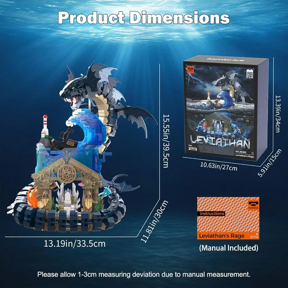 14+ DIY Medieval Dragon Building Blocks Set: 2210-Piece Model Kit for Teens & Adults, Ideal for Gifts and Decor