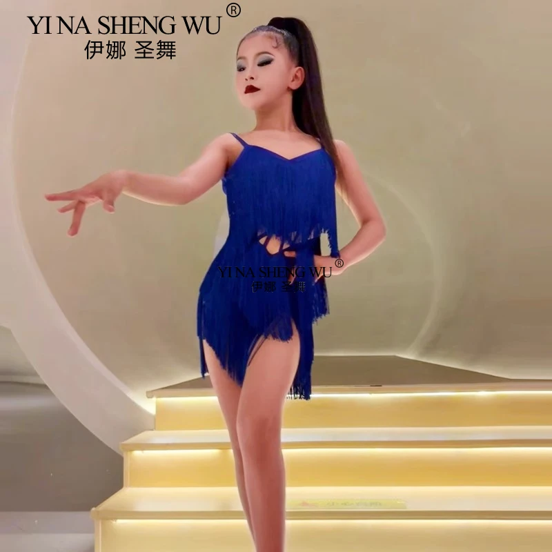 2025 New Model Latin Dance Training Dress, Girls' New Children's Performance Dress Competition Rules Latin Dance Dress