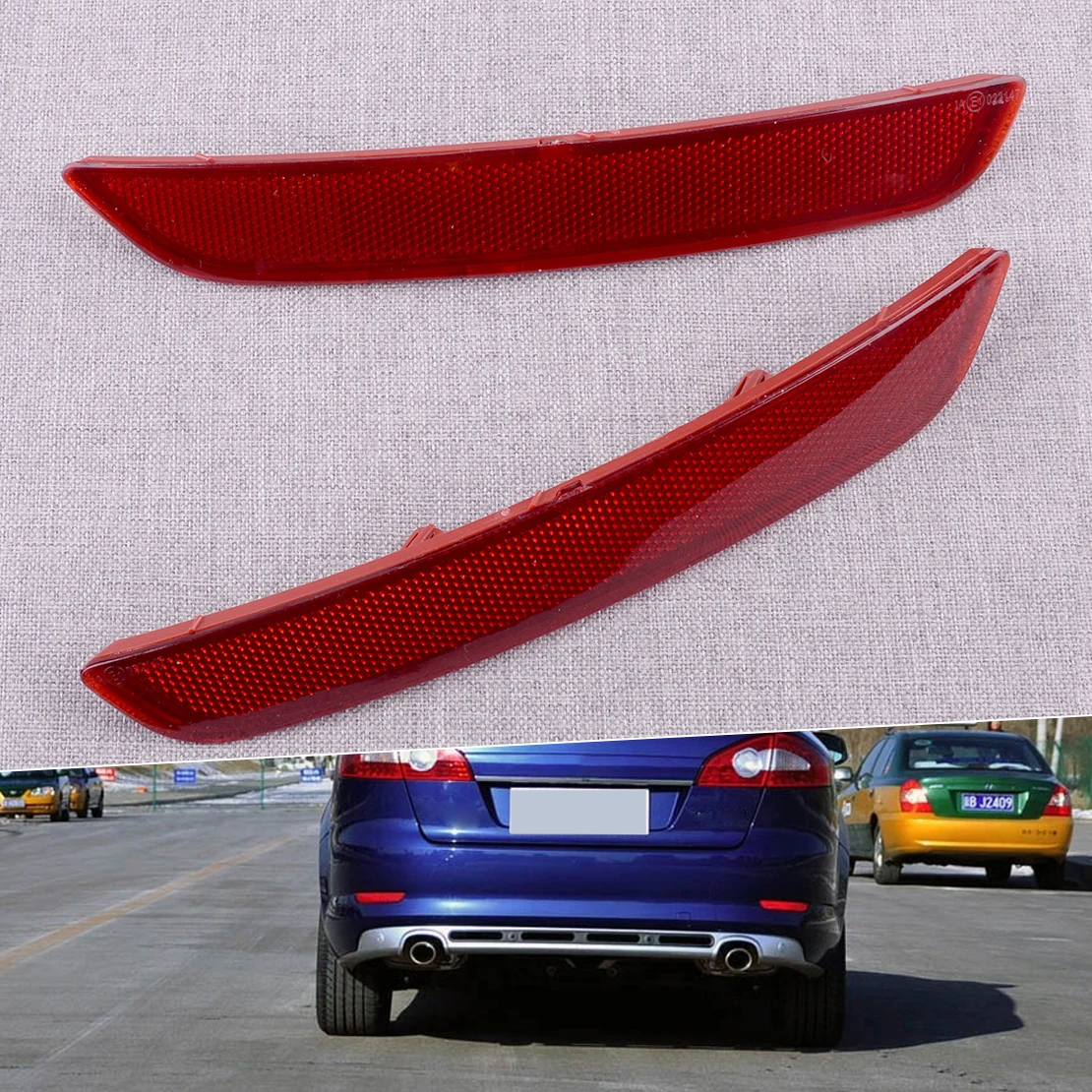 CITALL 1 Pair Left & Right Side Red Lens Rear Bumper Tail Light Reflector Cover Fit For Ford Mondeo MK4 2007-2010