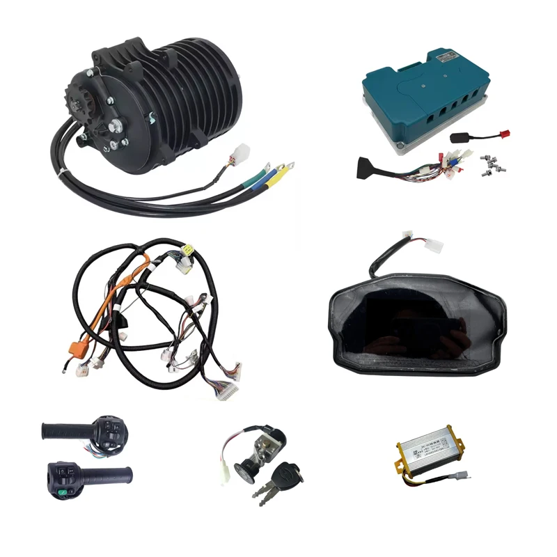 

QS138 70H V3 72V 100kmph Mid Drive Motor with ND-72680 Controller Display DKD LCD for Dirtbike Motorcycle