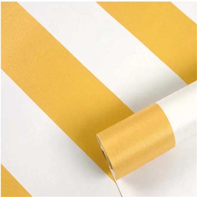 warm yellow waterproof and moisture-proof household thickened bedroom living room mural Vertical stripe self-adhesive wallpaper