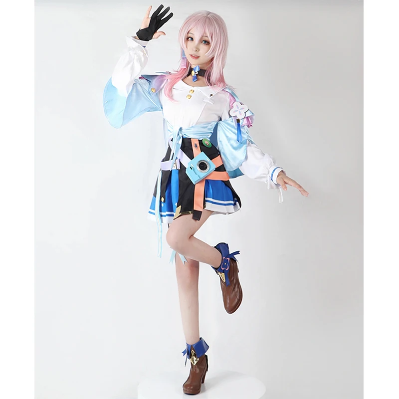 

March 7th Cosplay Costume Game Honkai Star Rail Cute Blue Women Dress Halloween Carnival Party Sailor Uniform