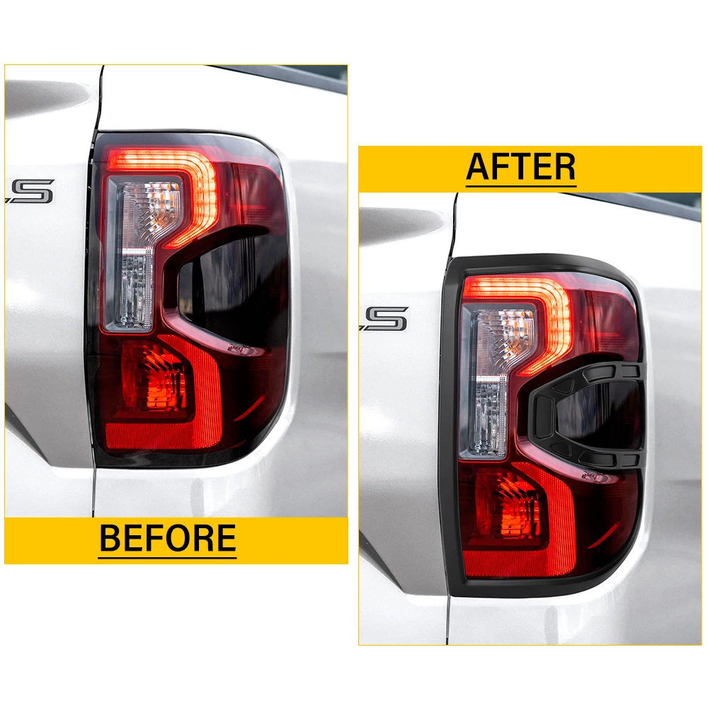 ABS Tail Lights Cover Surrounds Trim For Ford Ranger T9 Wildtrak 2023-ON Sport XLT XLS XL Rear Lamp Hoods Car Accessories