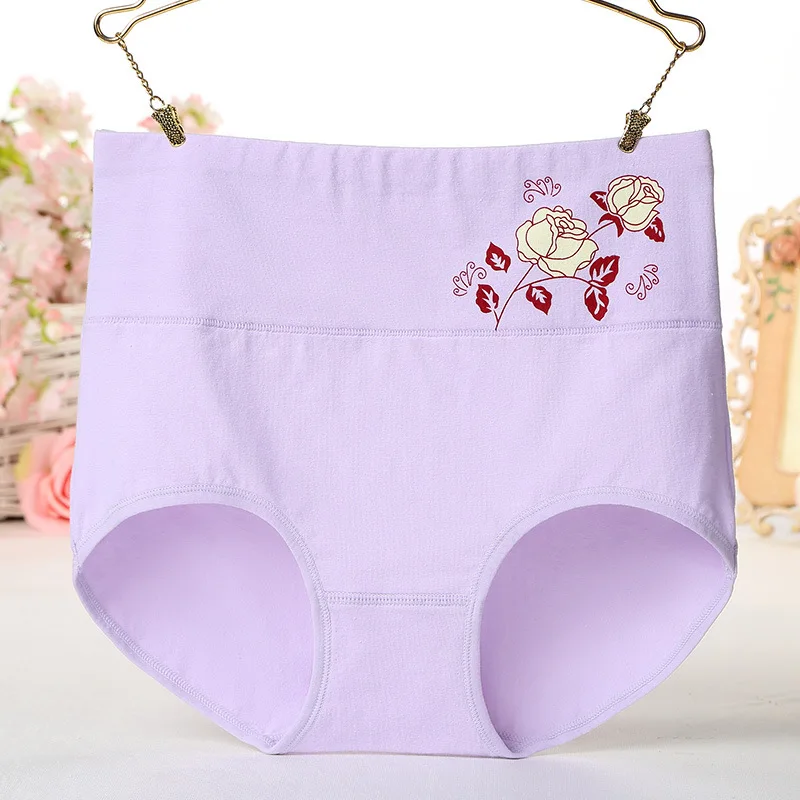 4Pcs/Lot Cotton Panties Women High Waist Underwear Plus Size Briefs Girl Abdomen Slimming Shapewear Female Postpartum Underpants