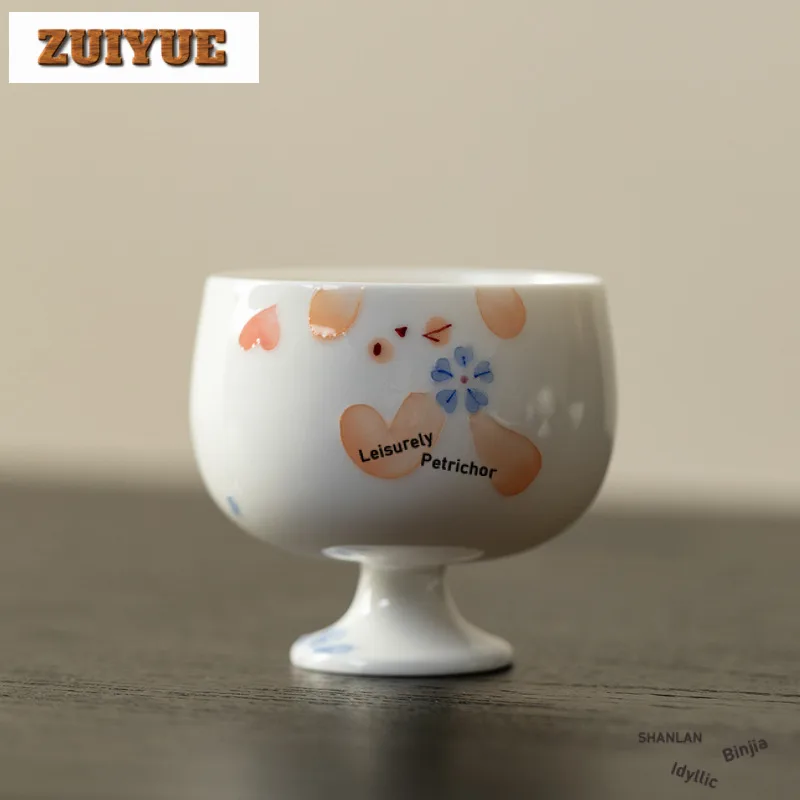 

2 шт./лот, ручная роспись, чайная чашка с цветком кролика, чашка для чая в стиле дзен, чашка для чайной дегустации, персональная чашка, чашки Chazhan Master, чайная посуда, 85 мл