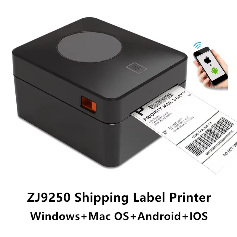 

ZJ9250 Express Waybill Address Price Barcode Sticker Shipping Label Thermal Printer Compatible with Windows Mac OS Android IOS