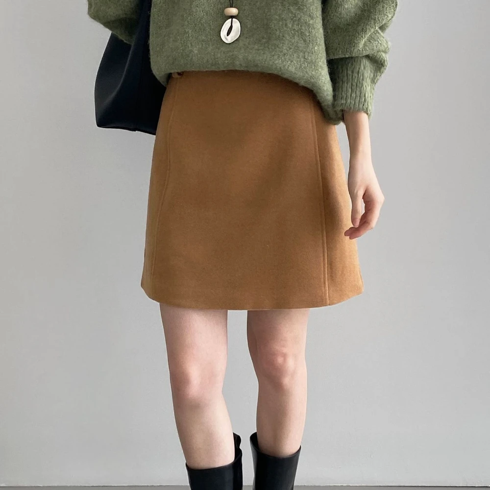 Twotwinstyle sólido emendado dobras saia coreana feminina cintura alta solta vintage minimalista saias curtas femininas outono nova moda