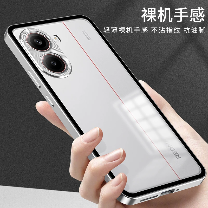 Untuk Redmi Turbo 4 pro Casing Logam Aluminium Aloi Bingkai Bumper Matte Akrilik PC Keras Penutup Belakang Ponsel Tahan Guncangan Dapat Dilepas