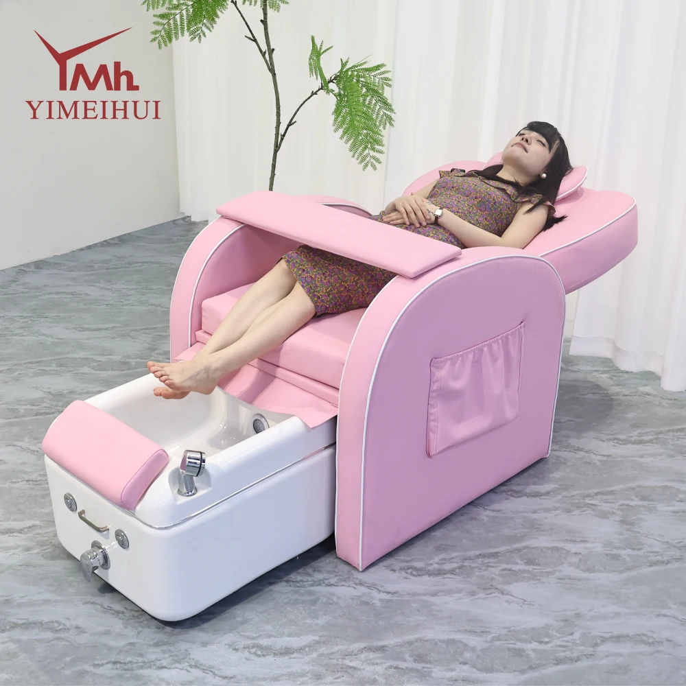 Roze salon liggende manicurestoel Luxe prinses voetpedicure spa-stoelen met massage