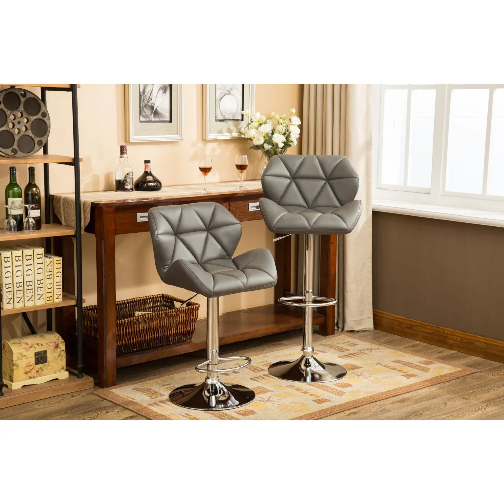

Glasgow Contemporary Tufted Adjustable Height Hidraulic Bar Stools Set of 2 Grey