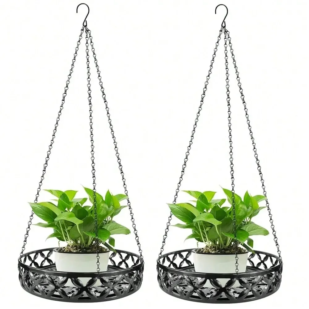 

Hanger, 2pcs Metal Hanging Plant Shel F Decorative Planter Flower Pots Holder For Indoor Outdoor, Modern Plant Hanging Basket F