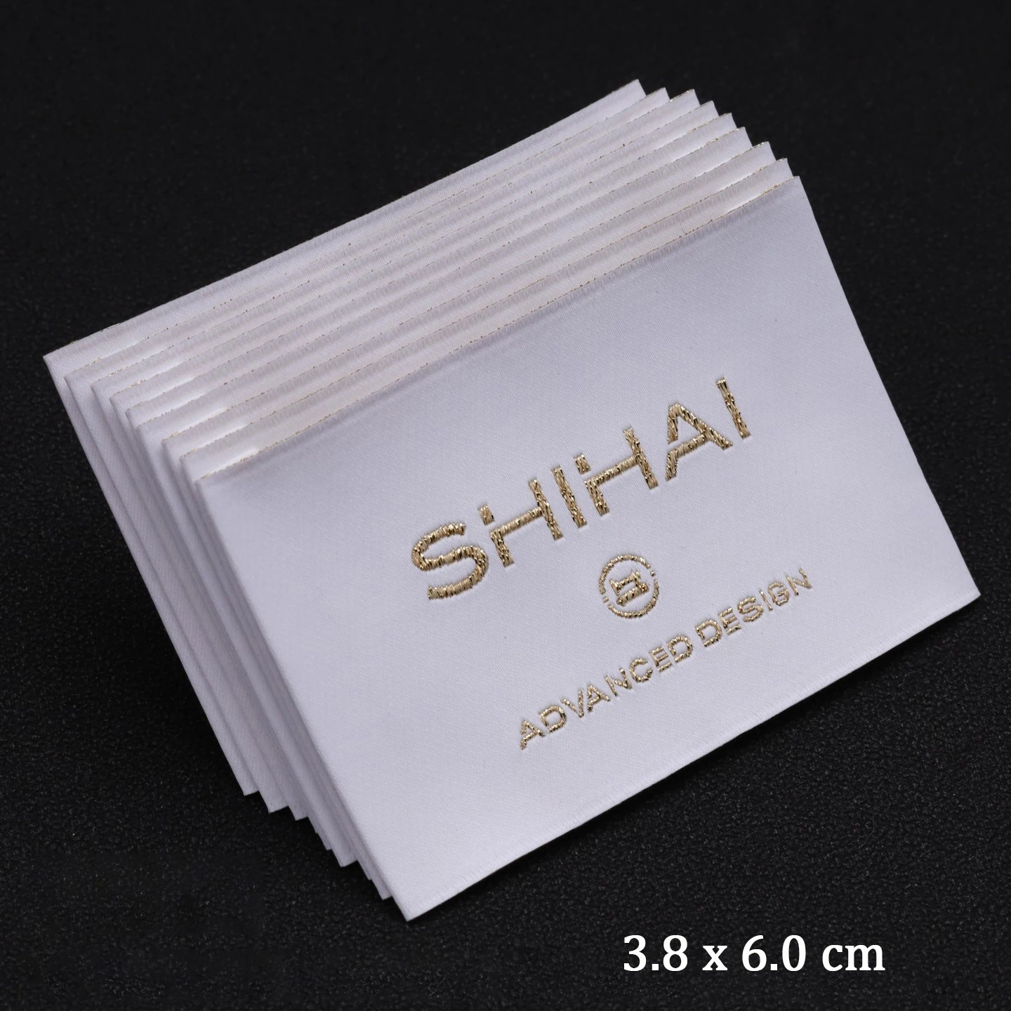 Custom Woven Labels 3.8x6cm Matte Damask Golden Thread Logo Tag for Apparel - Best Quality Bulk Order