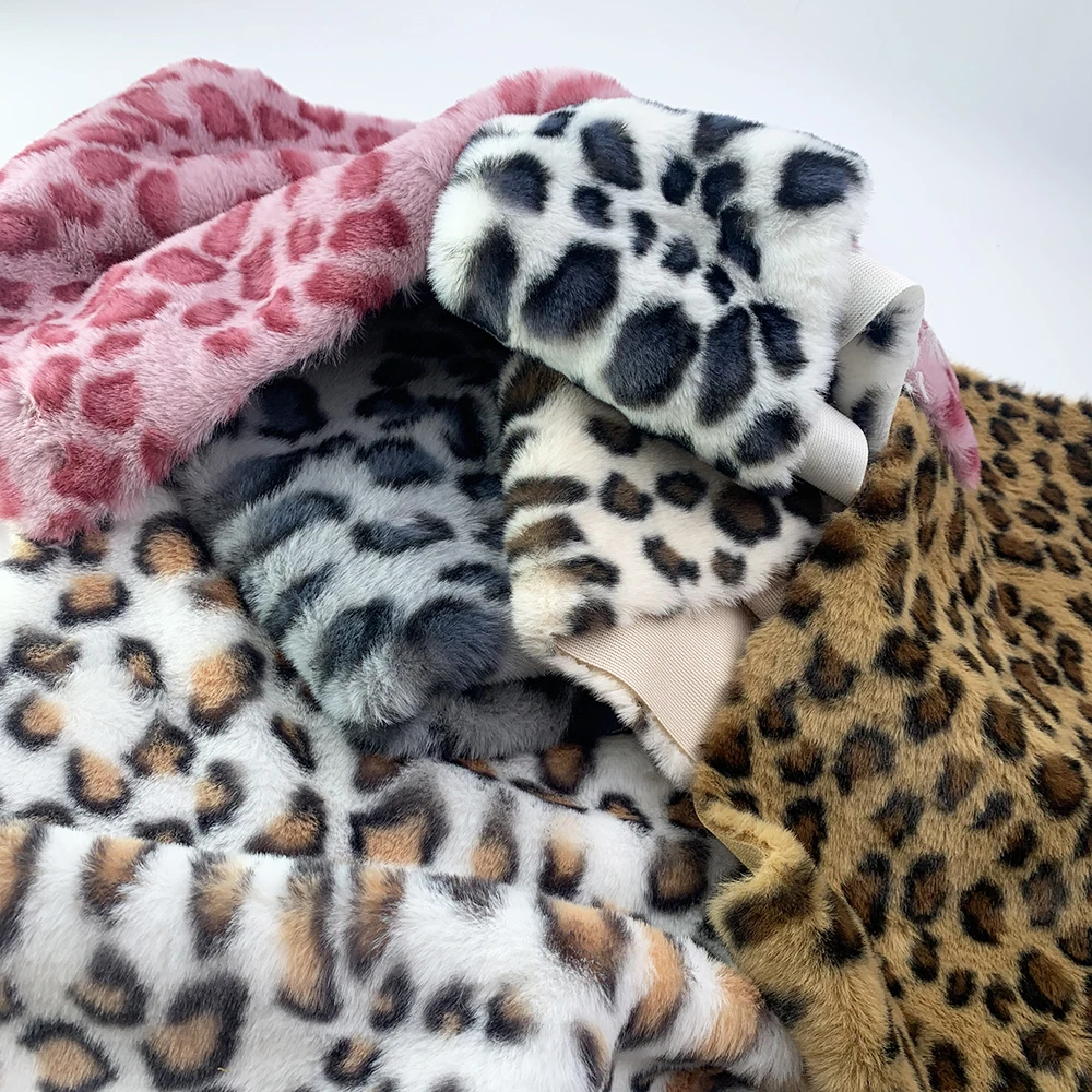 1cm Long Pile Faux Fur Leopard Print Fabric 100 Polyester Soft And Warm For Winter Coat Bag Shoes, Pre Cut Without Lock Edges