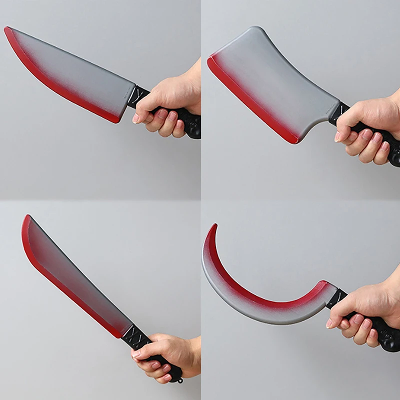 Decorative Bloody Axe Realistic Appearance Plastic Halloween Fake Knife Statue Sickle Knife Terrifying Role Playing Prop Fruit K