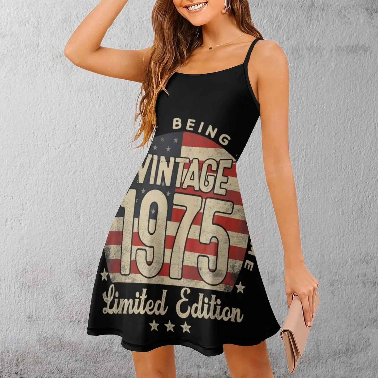 

Винтажное женское платье на бретельках с флагом США 1975 года, сексуальное женское платье с графическим рисунком, юмористические платья для отпуска