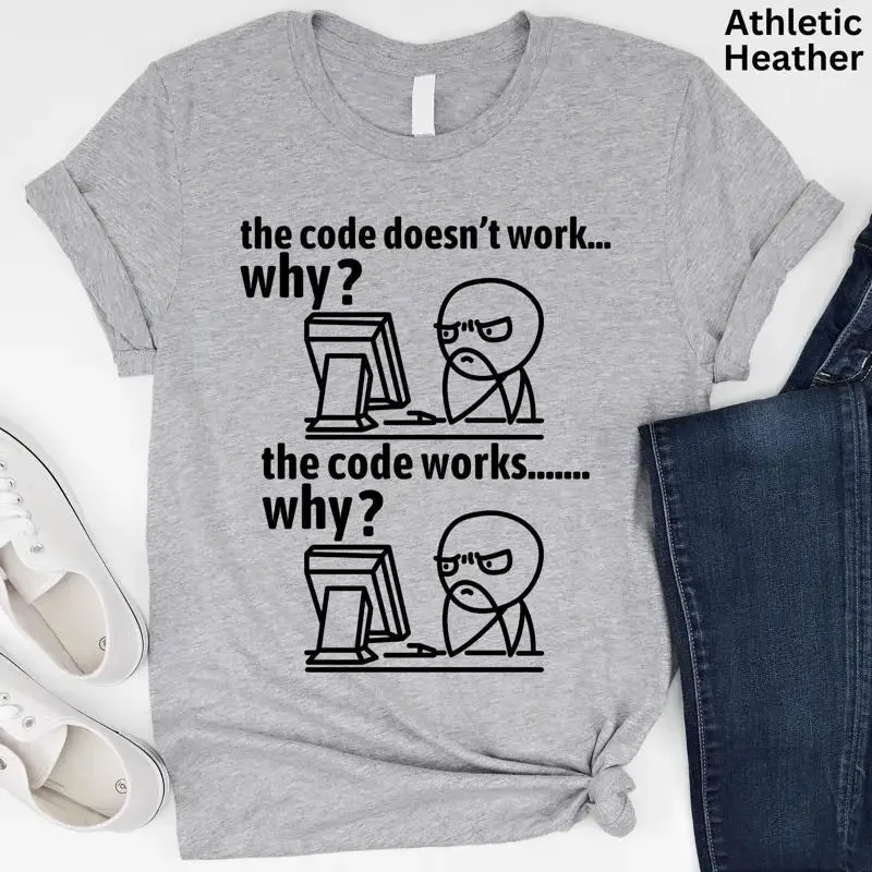 Funny Programmer T Shirt Bugging Debugging Sarcastic Coding Software Engineer SweaT Computer Geek s The Code Works Why