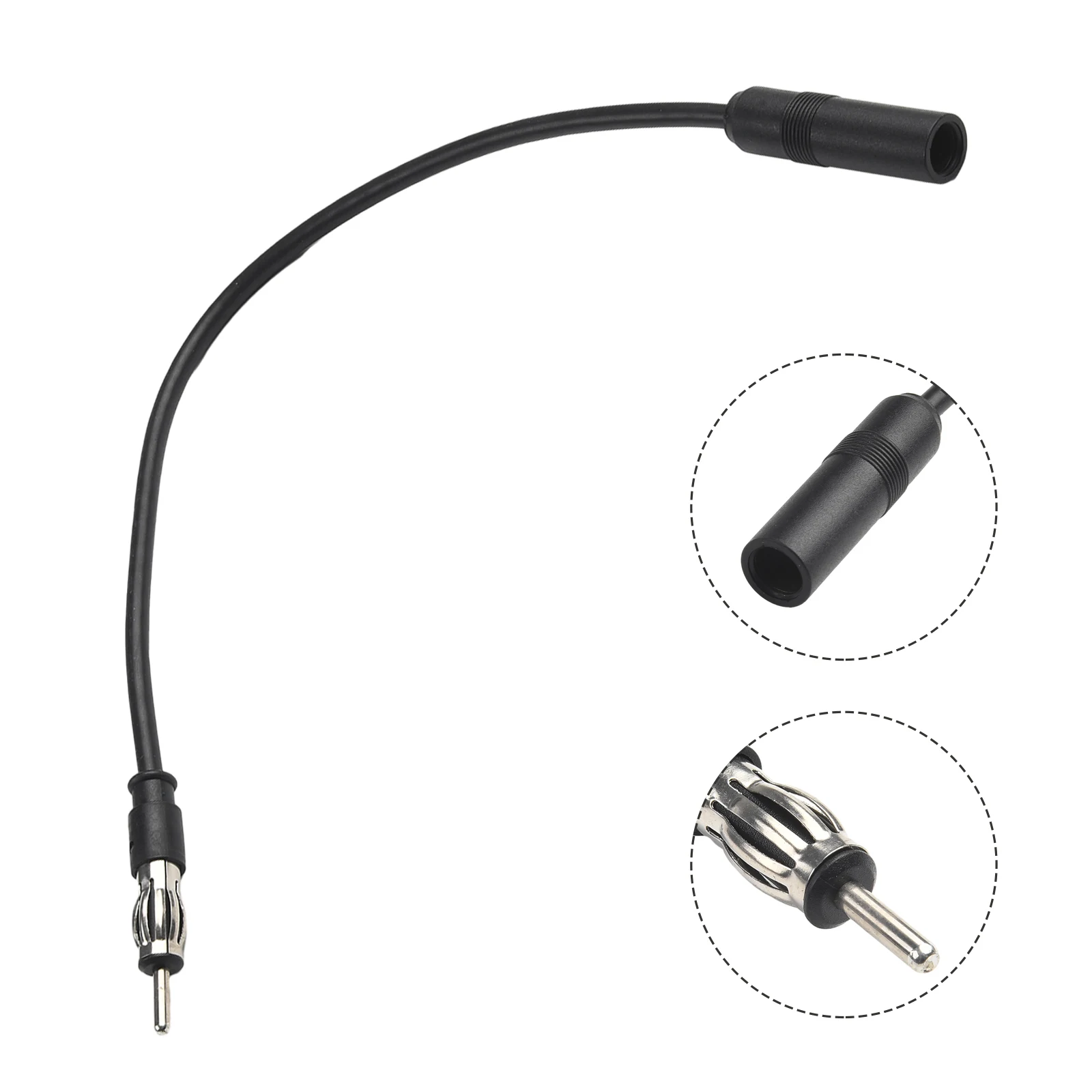 Solve antenna length trouble, flexible and portable FM radio antenna extension cable cord for car, black color