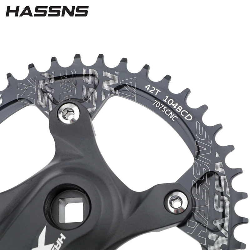 HASSNS XT Crankset Bicycle Cranks Square Tip Crank Mtb 104 Bcd Mountain Bike Square Connecting Rods 170MM 32/34/36/38/40/42T