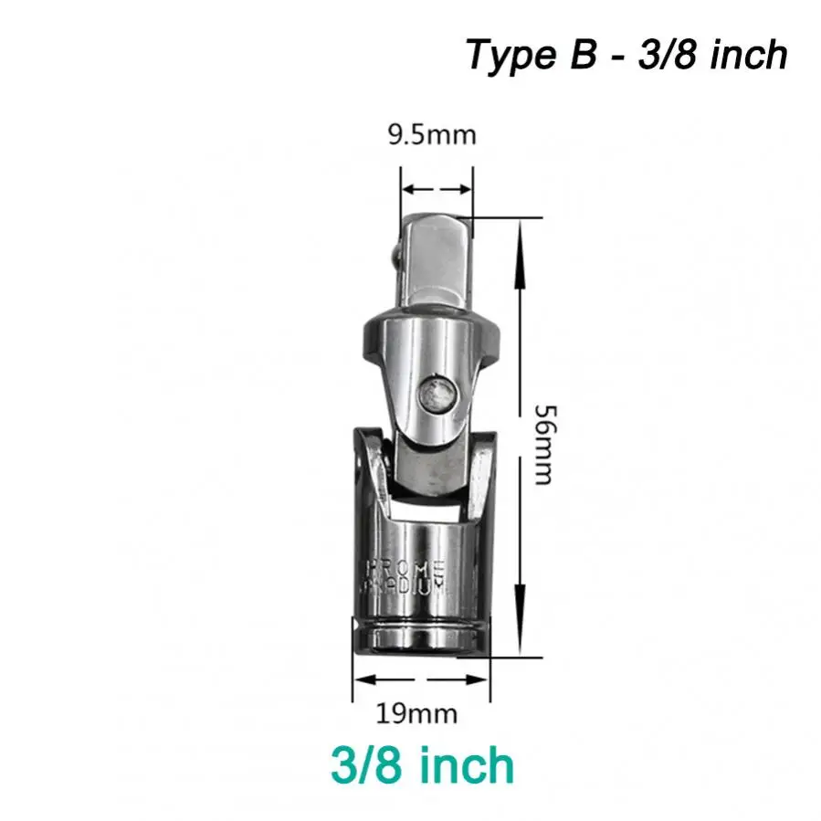 360 Degree Socket Wrench Steel Joint Swivel Knuckle Joint Air Impact Wobble Socket Adapter Hand Tool 1/2 3/8 1/4