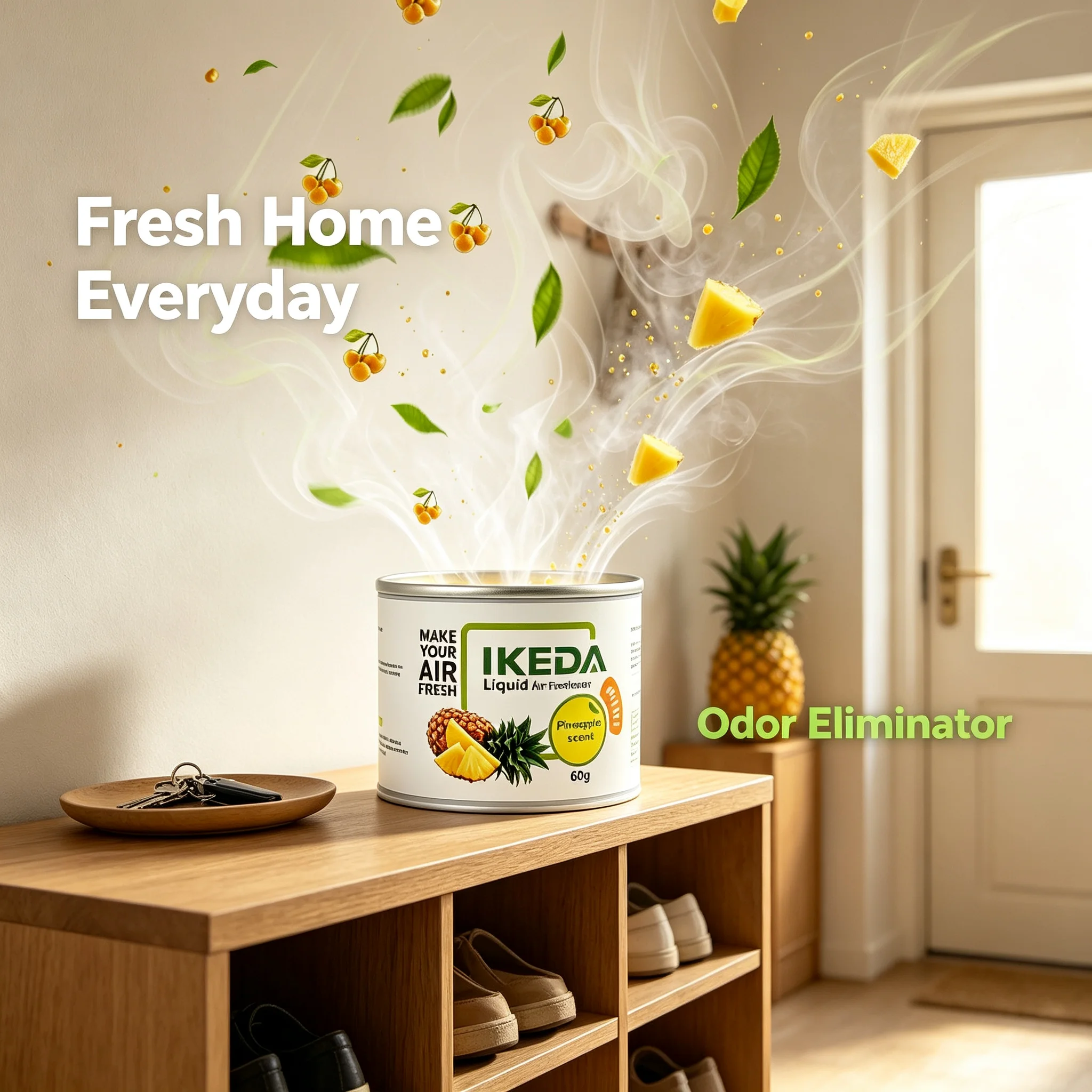 IKEDA Car Perfume Liquid Pineapple Fragrance 60g Long Lasting Odor Eliminator Air Freshener For Car Home Office