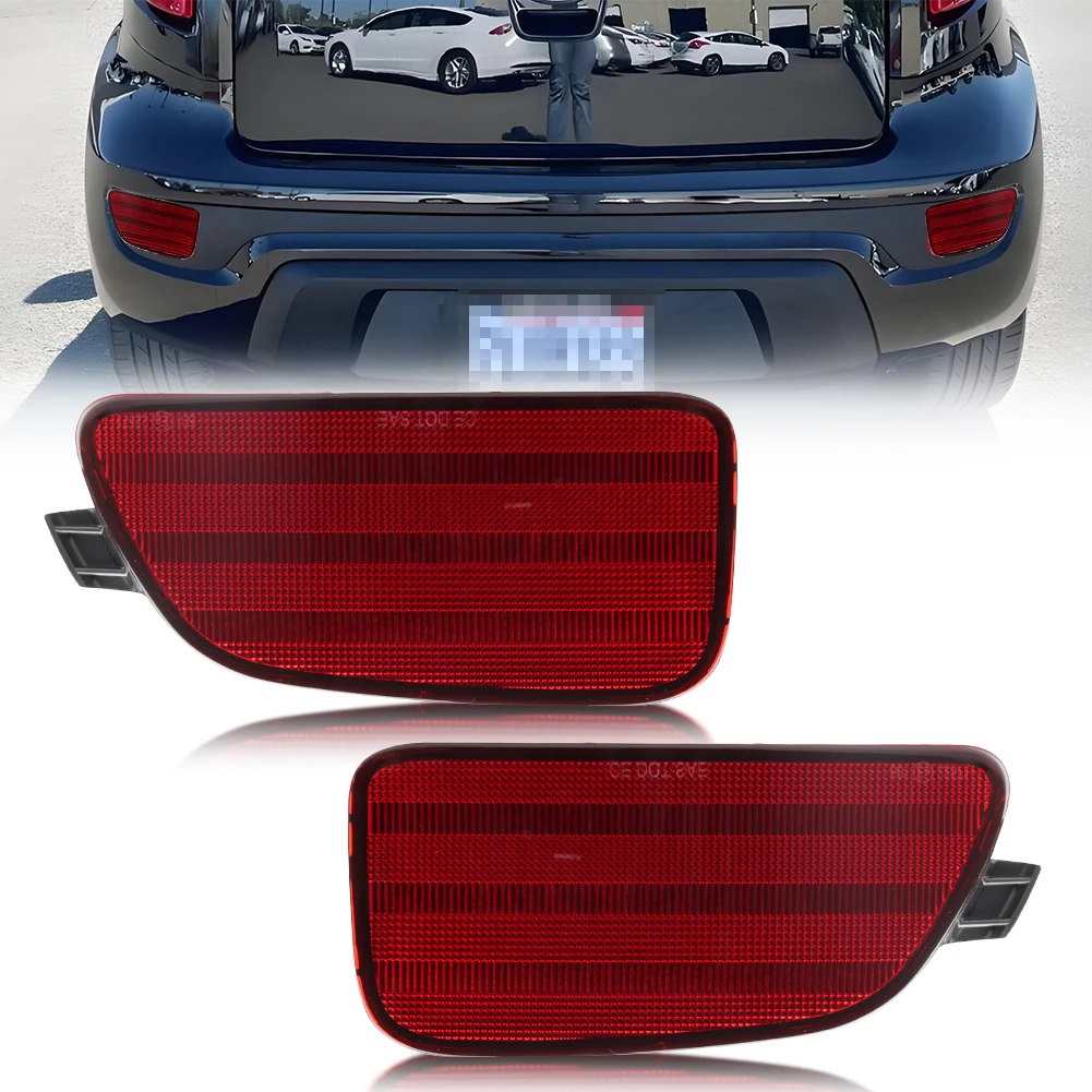 2Pcs Rear Bumper Turn Signal Light Reflector Light Tail Light Brake Light DRL Light DRL Light Turn Warning Light Daytime Running Light Cover For 2012-2013 Kia Soul No Bulb/Socket