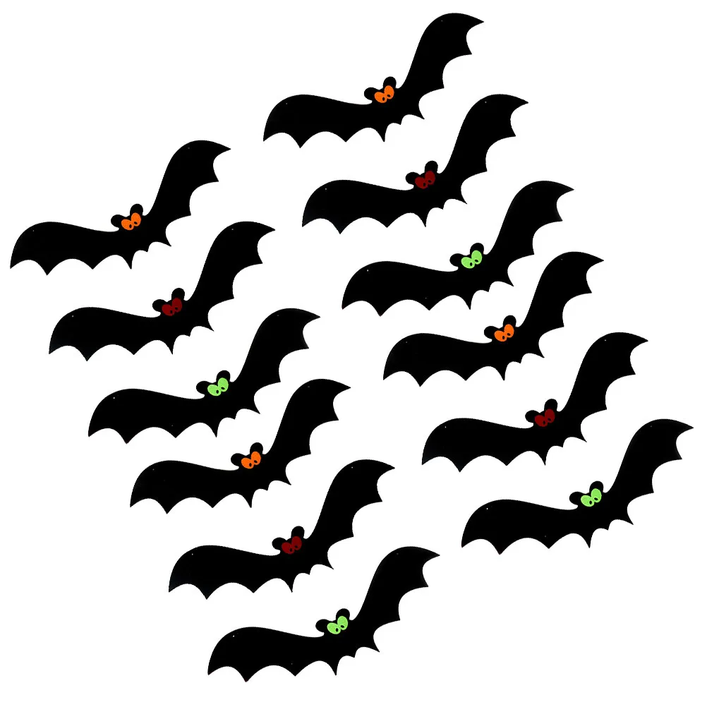 

12pcs Bat Decorations Oversized Furred Halloween Ceiling Pendant Hanging Black White Three Sizes High Quality Drawstring
