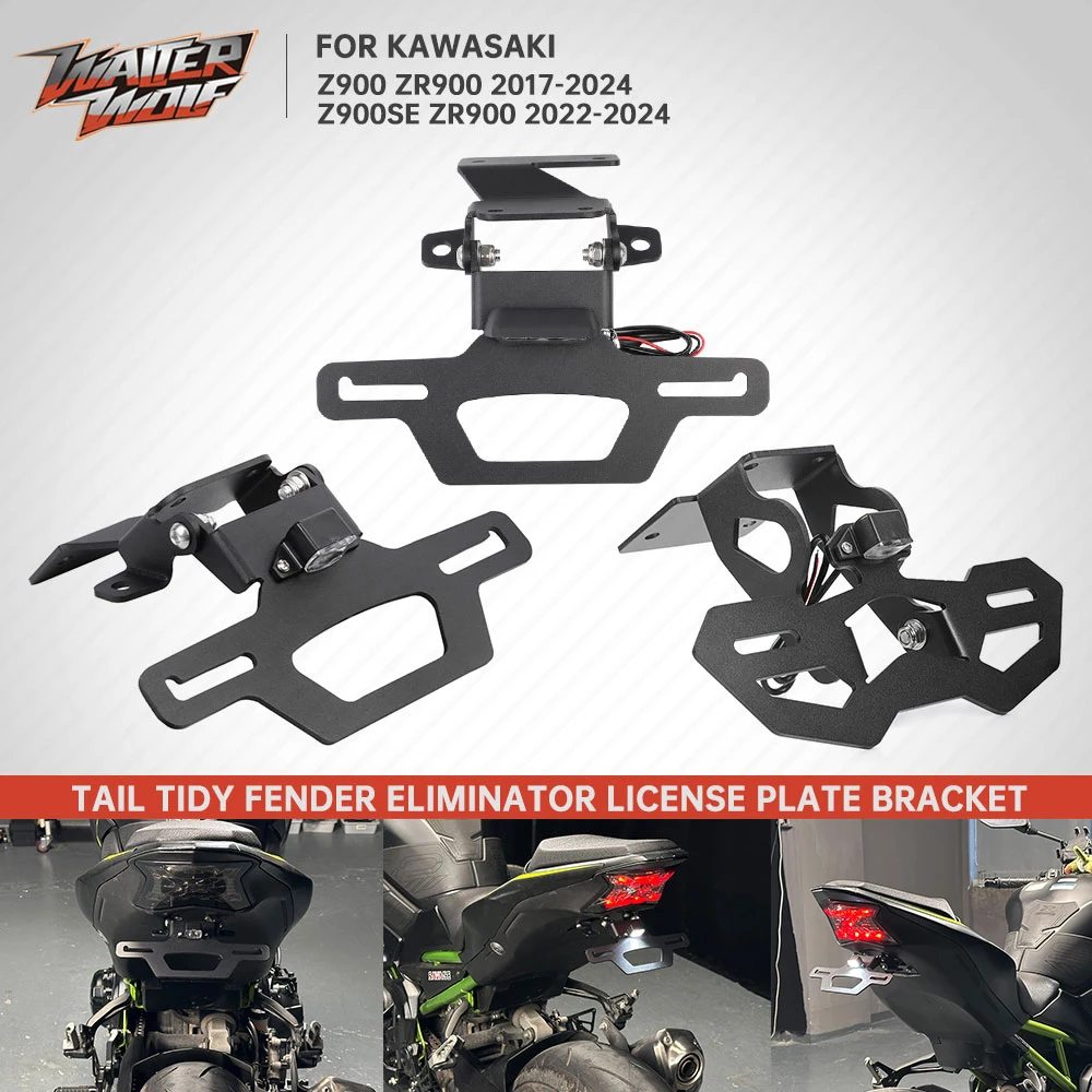 

Мотоциклетный хвост, аккуратный держатель номерного знака, кронштейн для Kawasaki Z900 ZR900 Z900SE Z 900 900SE 2017-2024, поддержка Fender Eliminator