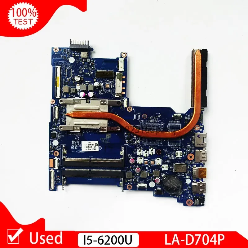 Used For HP Notebook 15-AY Laptop Motherboard BDL50 LA-D704P 854945-601 854945-501 854945-001 SR2EY I5-6200U CPU DDR4