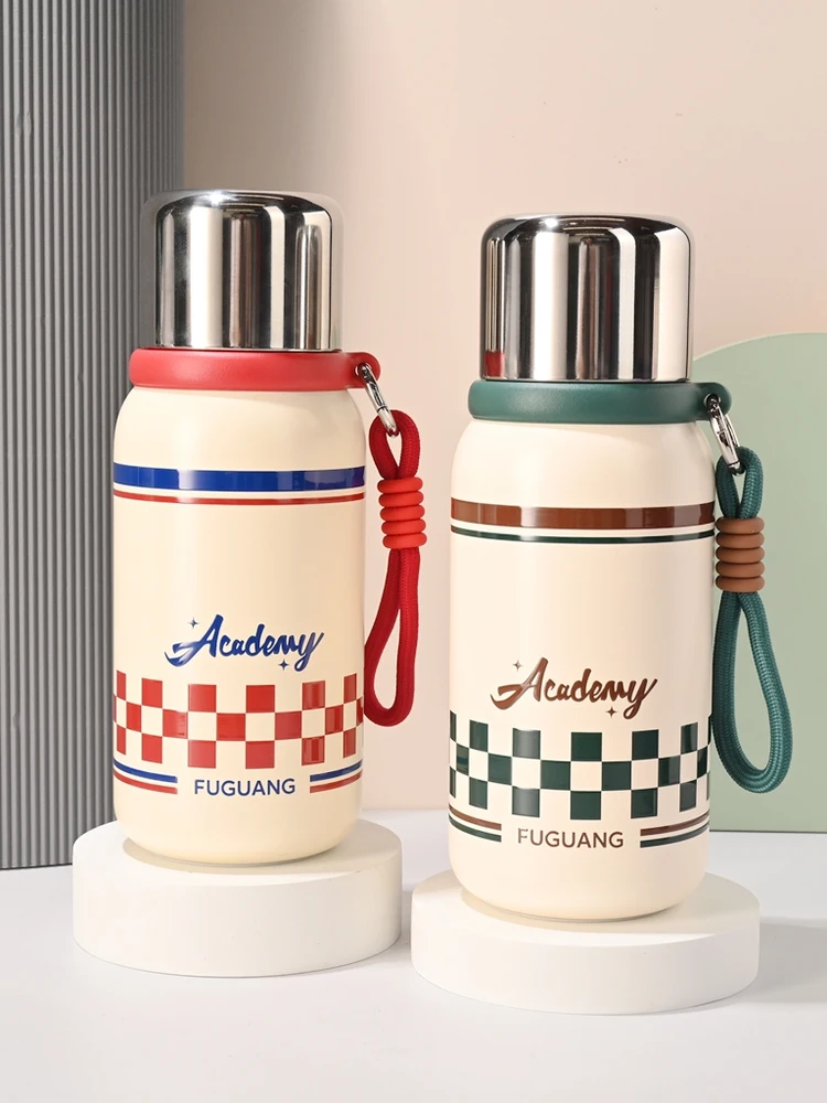 

Fugang Thermal Cup Vintage Student Water Bottle 24 Hour Insulated Bapa Friendly for Girls Study Travel Double Lid PP Lid