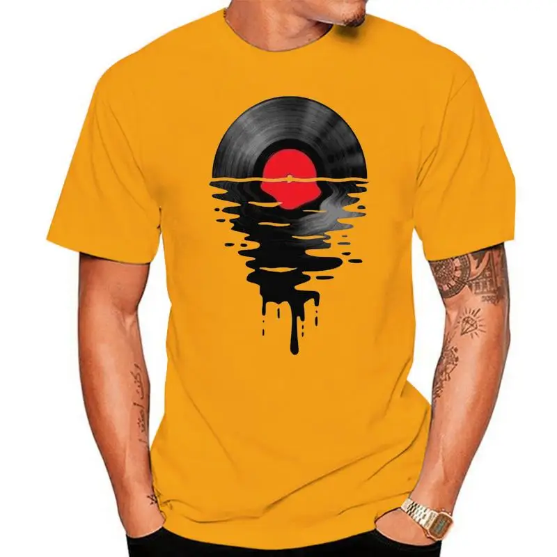 Melting Vinly T-Shirt Dripping Cool Record DJ Music Vintage Gift Tee 84 TEE Shirt Cotton Customize