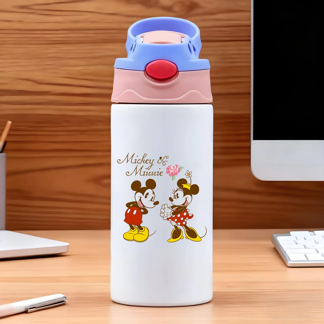 

Disney Mickey & Minnie cartoon vacuum cup 304 stainless steel cartoon straw cup children's water bottle New Year's gift