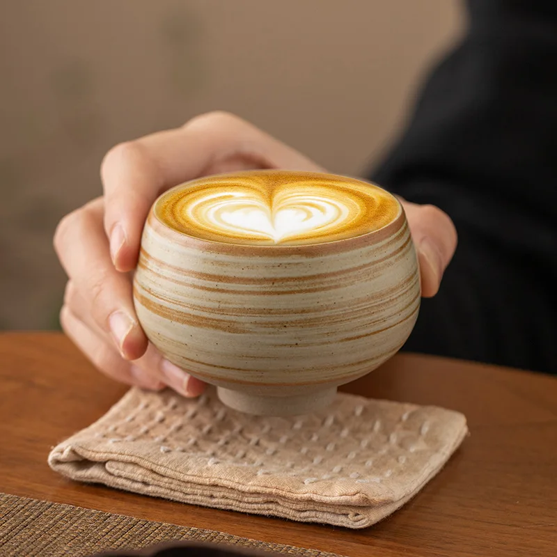 Vintage Espresso Cup with Niche Design Japanese Retro Rough Pottery Handmade Wabi Sabi Cup Ceramic Afternoon Tea Cup
