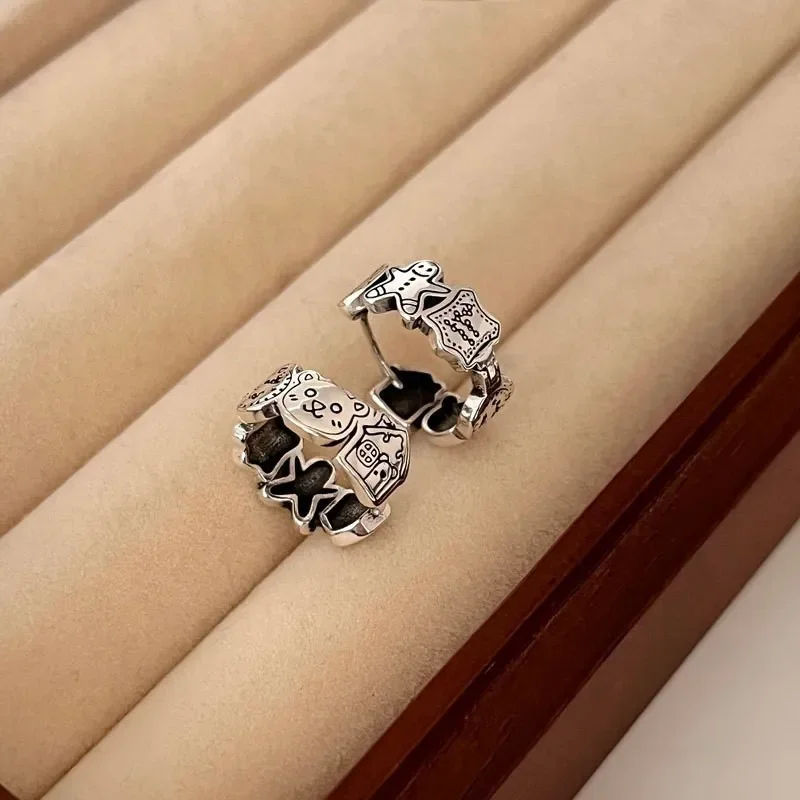 

925 Sterling Silver Cartoon Earrings Charm Women Trendy Fine Jewelry Prevent Allergy Party Accessories Gifts