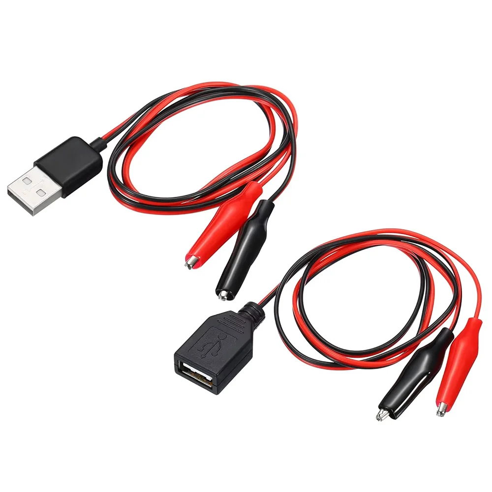 USB to Alligator Clip Adapter Cable Male Female USB to Alligator Clip Probe USB Cables with Alligator Clip for Circuit Test