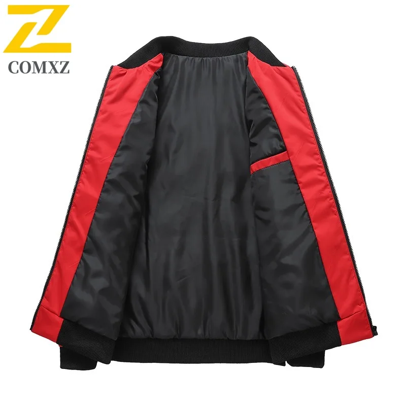 COMXZ Branded Puffer Jacket Baseball Collar Outdoor Working Windproof Coat White Duck Down Travel Light Thin Winter Garment